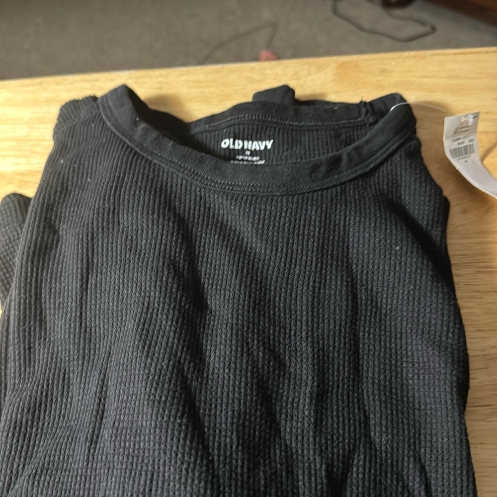 NWT OLD NAVY Thermal-Knit Long-Sleeve T-Shirt for Men Color:  BLACK JACK M